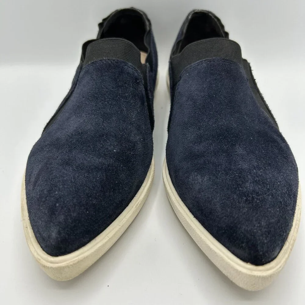 Naya Navy Leather Suede Loafer Slip-On Shoes Pointed 9.5M
